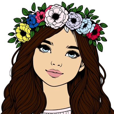 realistic girl with flower crown
