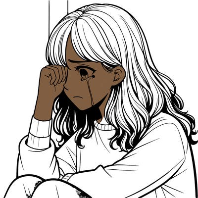 realistic girl crying in a corner