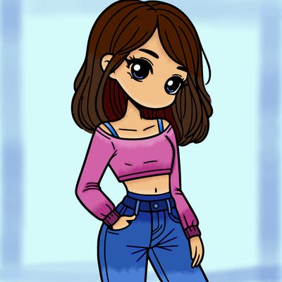 girl teenager with a crop top and flare jeans