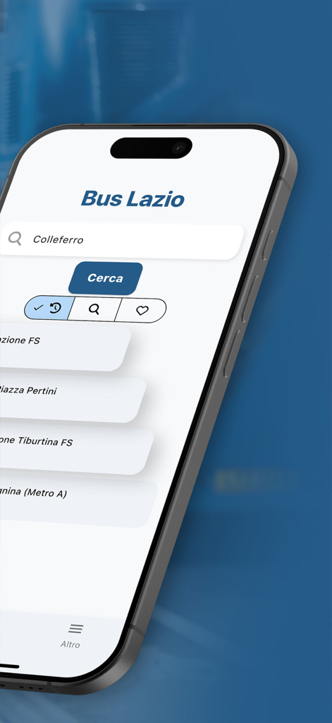 Bus Lazio - Orari Cotral - Interfaz de búsqueda de la aplicación móvil Bus Lazio que muestra las ubicaciones de las paradas de autobús para el transporte de Cotral.