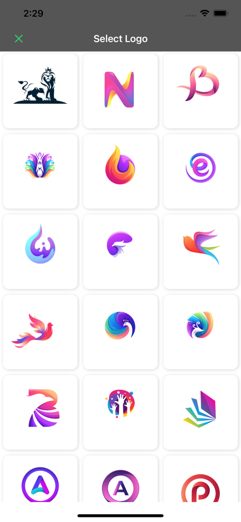 Create Logo~Make Your Own Logo - Una collezione di modelli di logo vibranti e professionali nell'app Tuba Logo Maker.