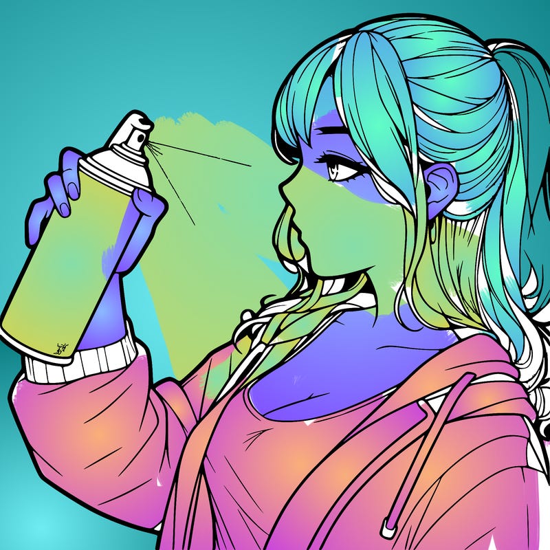 a realistic girl spray, painting