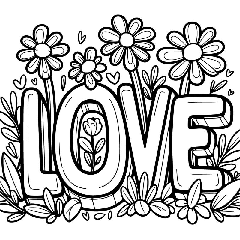 flowers growing off the word love