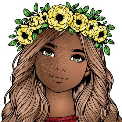 realistic girl with flower crown