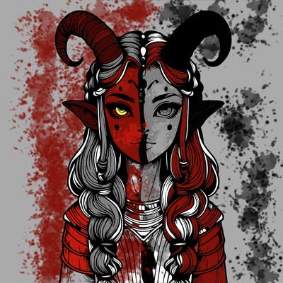 realistic alien girl with horns