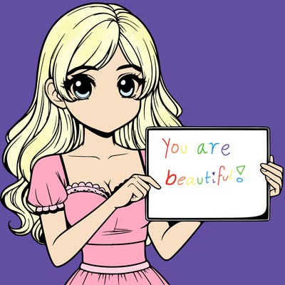 realistic pretty girl holding blank sign