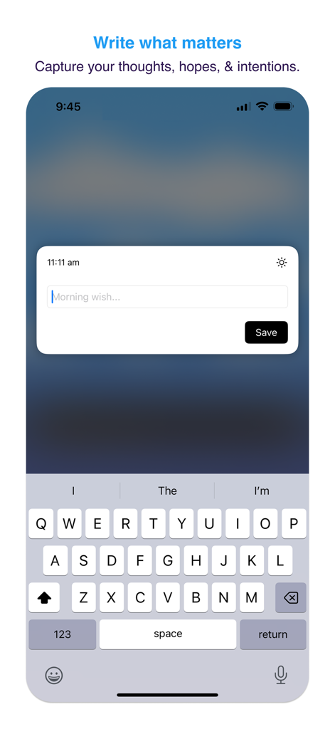 11:11: Make a Wish - A mobile interface for writing a morning wish in the 11:11 manifestation app