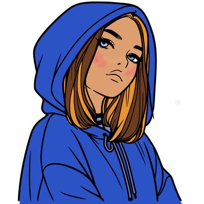 a realistic girl in a hoodie
