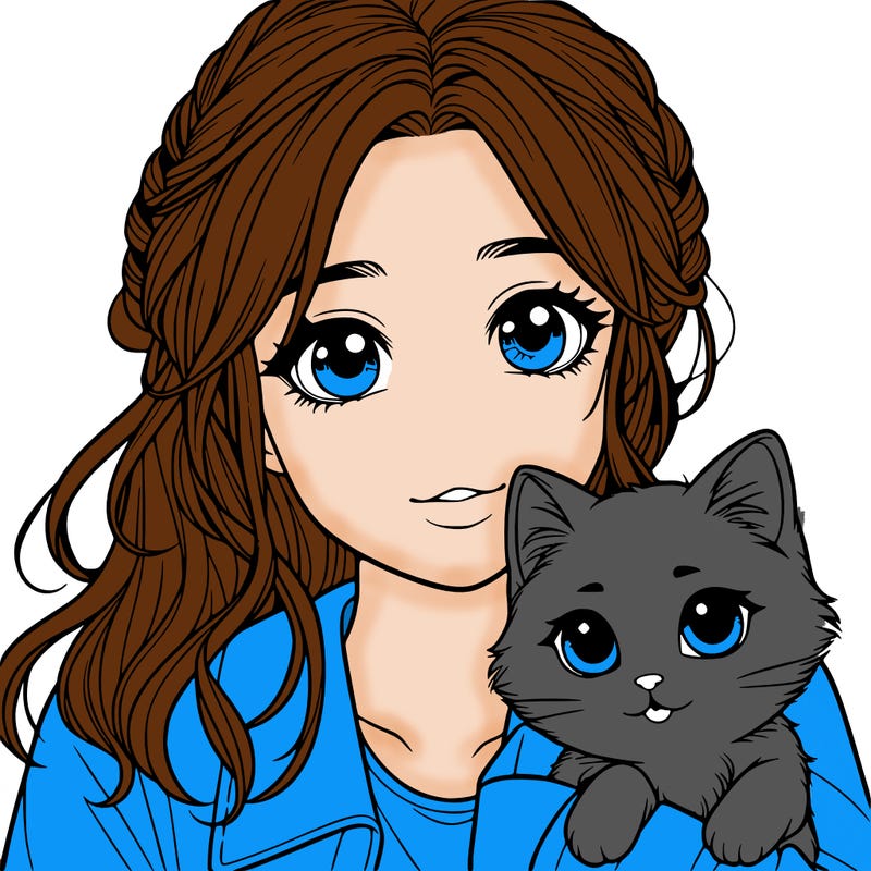 a realistic girl with a cat