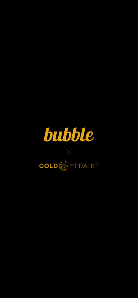 bubble for GOLDMEDALIST app logo on a black splash screen