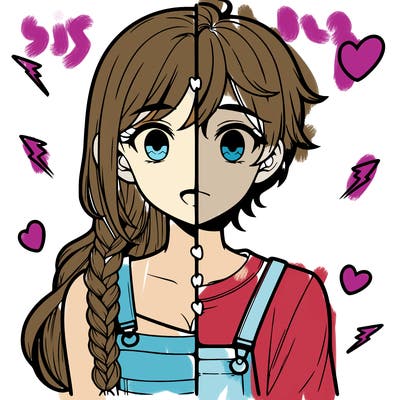 realistic girl boy split