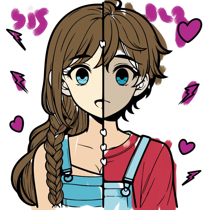 realistic girl boy split