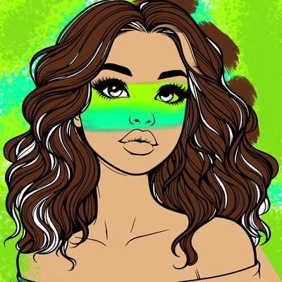 realistic girl with wavy hair and lips