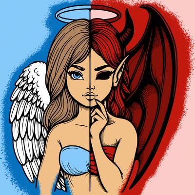 realistic angel half demon