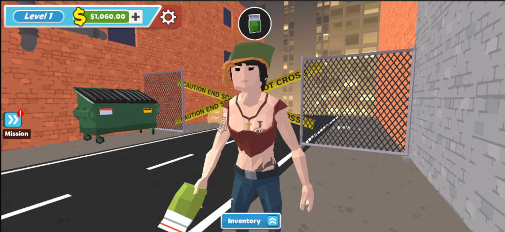 Drug Dealer’s Schedule - 麻薬ディーラースケジュールで、都会の路地でパッケージを持つローポリキャラクター