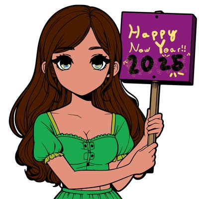 a realistic girl with a sign