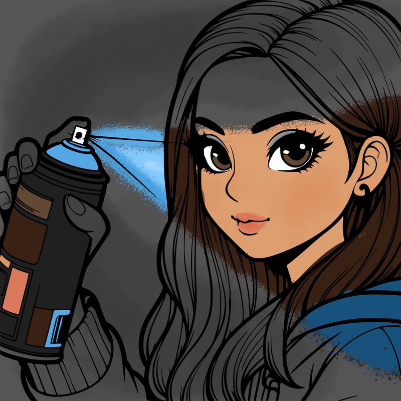 a realistic girl spray, painting