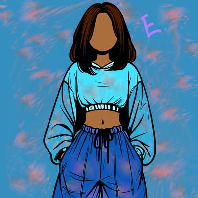 realistic girl faceless with baggy pants and a crop top