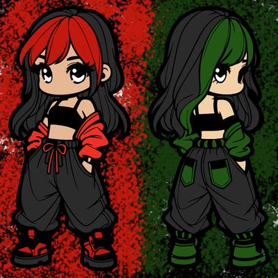 girl in crop top and baggy pants