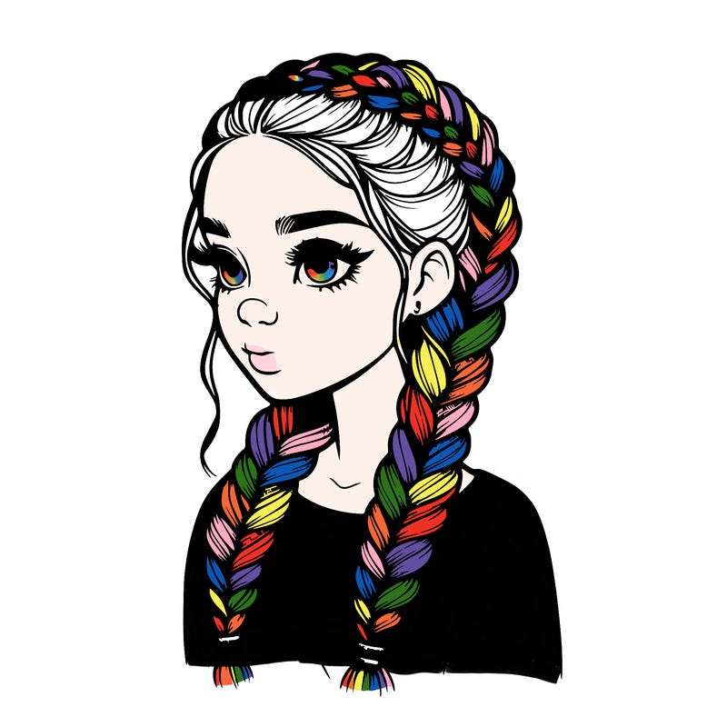 realistic girl with braids