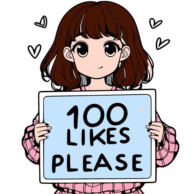 a girl holding a sign saying 100 likes please