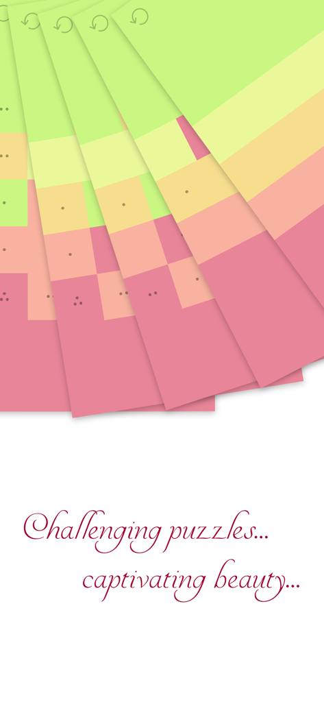 Überlappende ästhetische Farbpaletten aus dem Harmony 3 Puzzle-Spiel