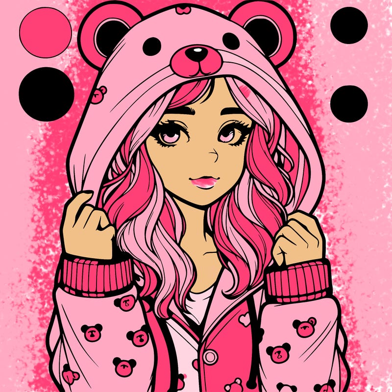 realistic girl in a animal pjs hoodie