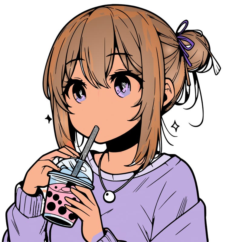 manga character drinking boba