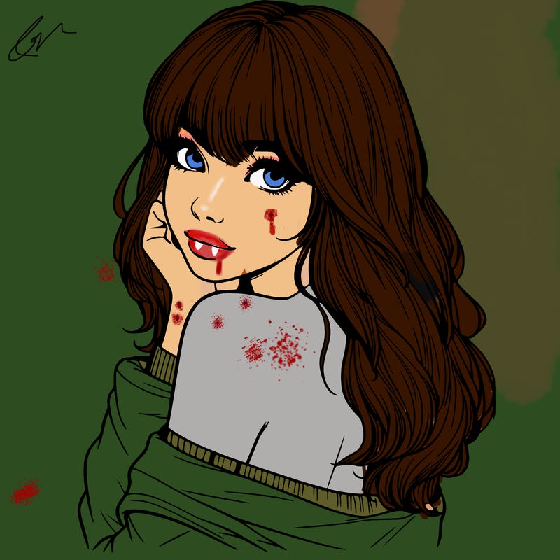 realistic girl with bangs looking over her shoulder