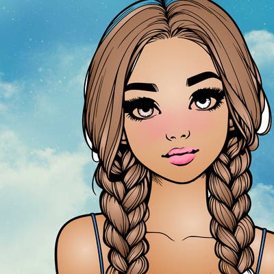 realistic girl with braids