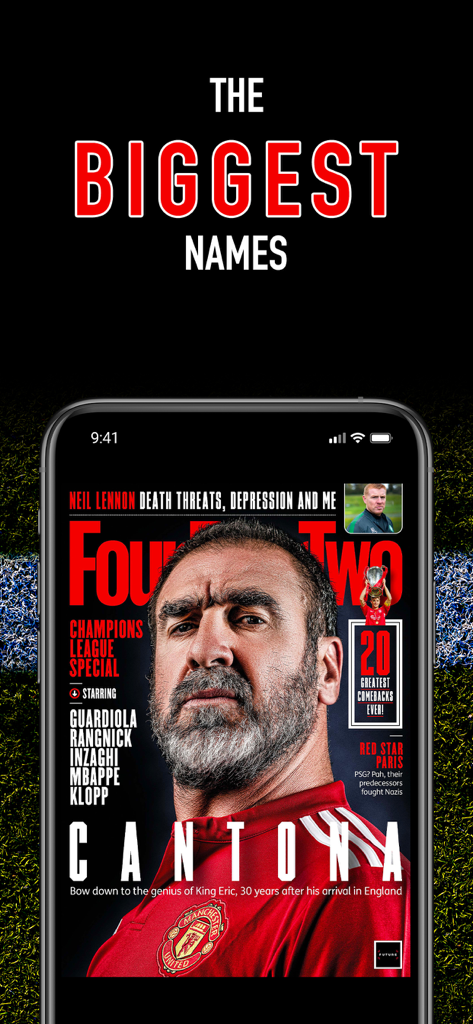 FourFourTwo Magazine - FourFourTwo Magazine app cover featuring Eric Cantona and the biggest names in football.