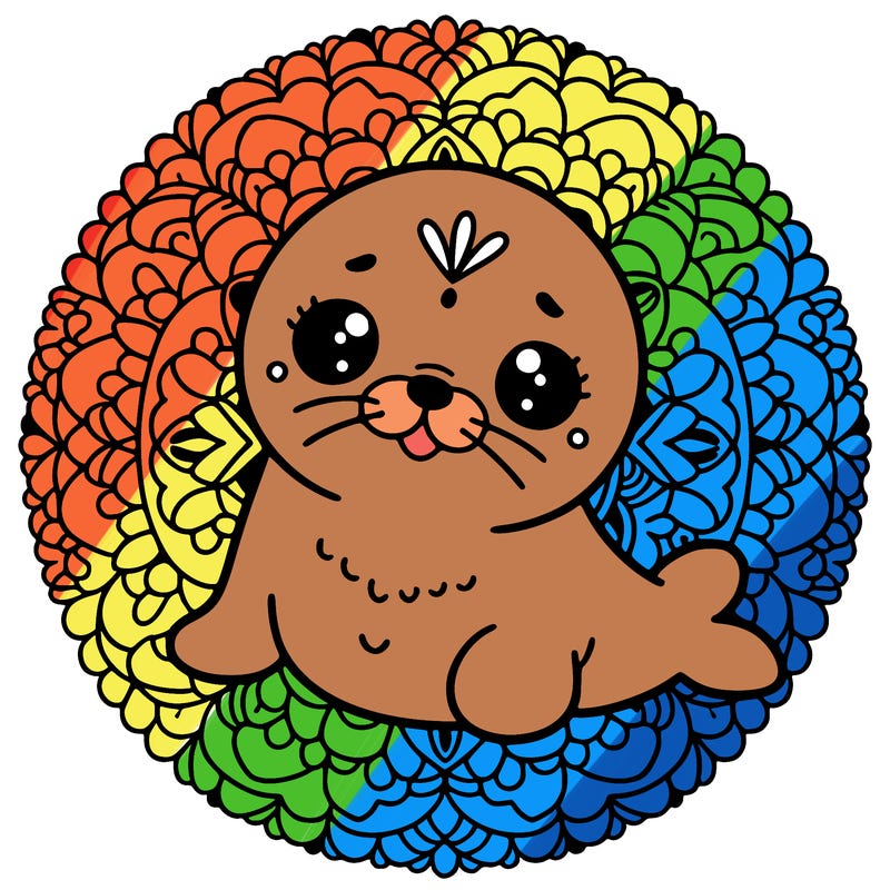 a cute baby seal mandala
