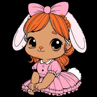cute easter bunny girl realistic