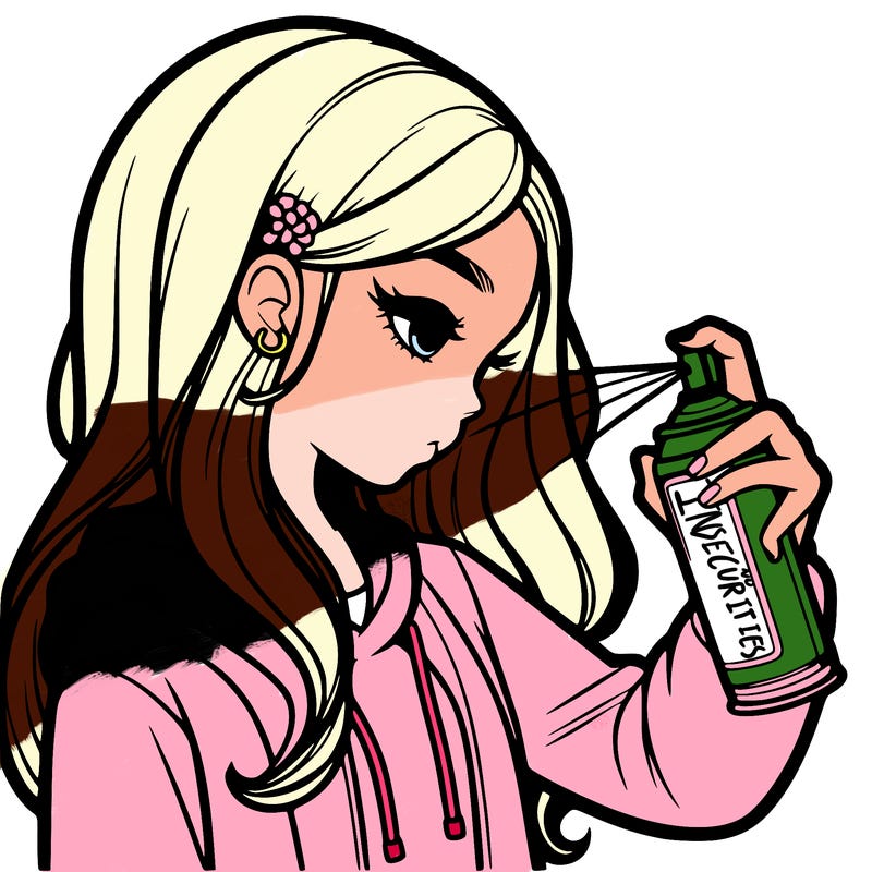 a realistic girl spray painting