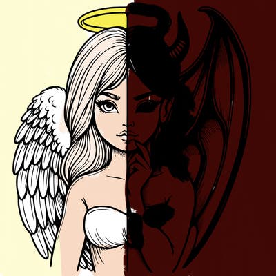 realistic angel half demon