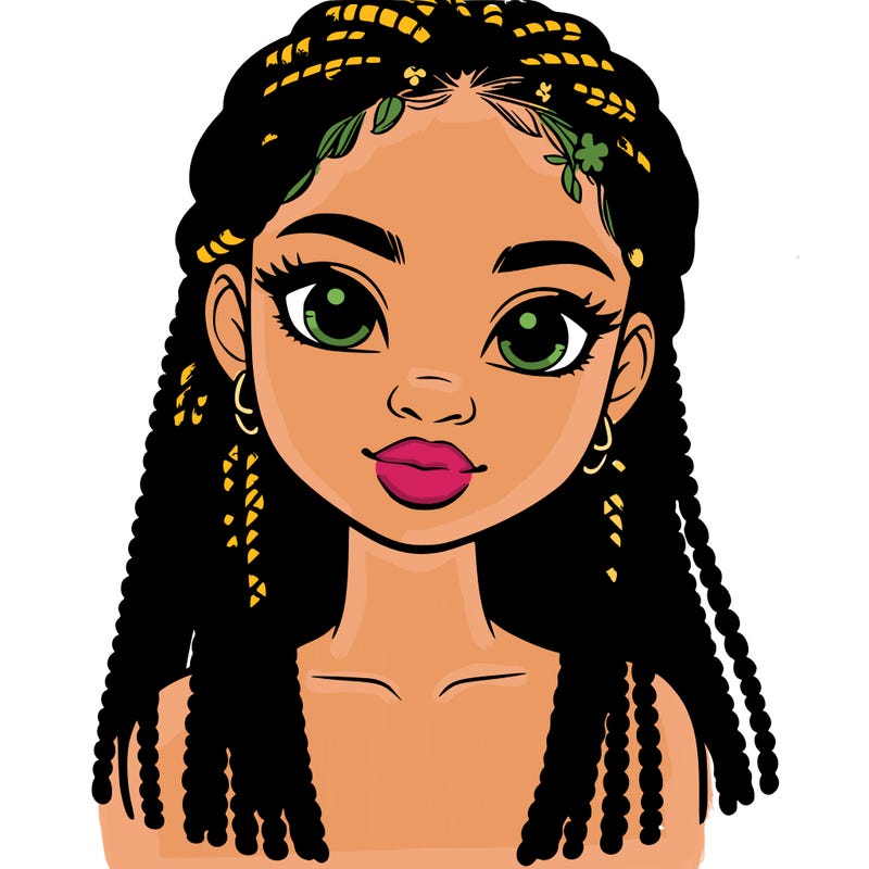 a realistic black girl with braids