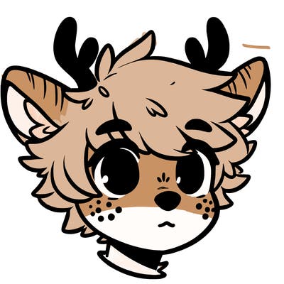 a humanoid deer with soft fluffy ears