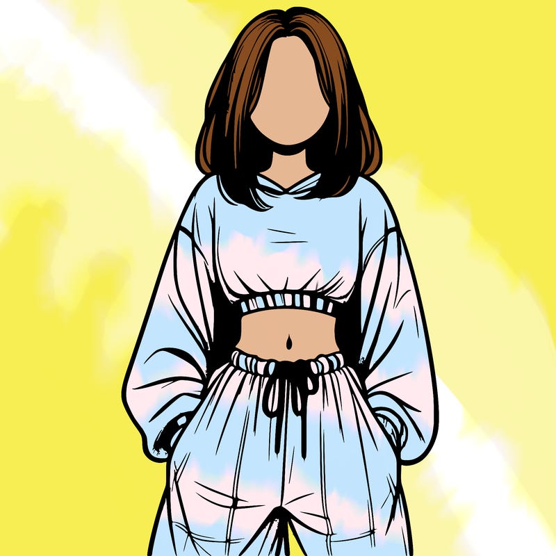 realistic girl faceless with baggy pants and a crop top