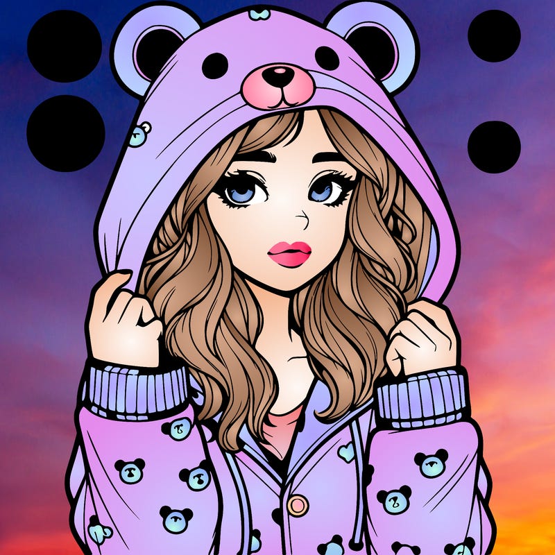 realistic girl in a animal pjs hoodie