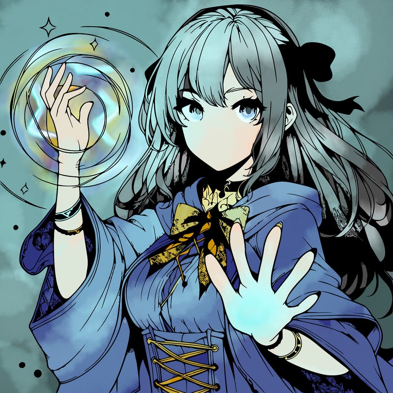 realistic manga arcane girl casting spell
