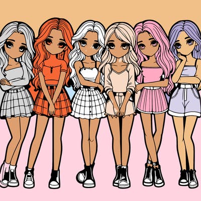 a group of girls realistic