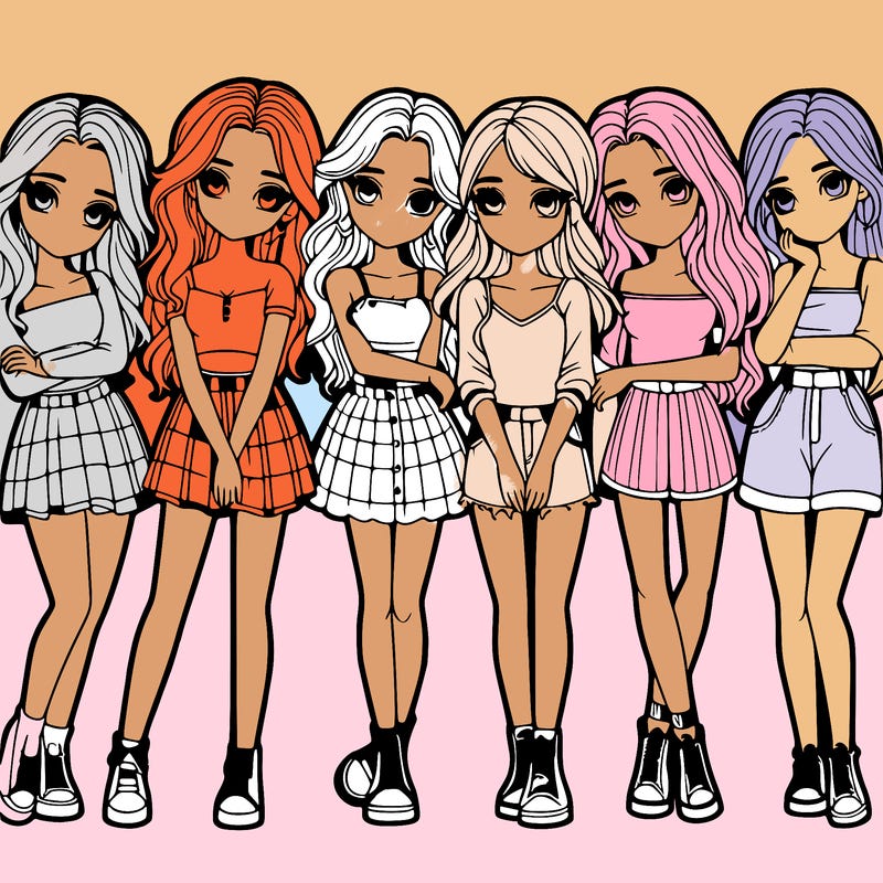 a group of girls realistic