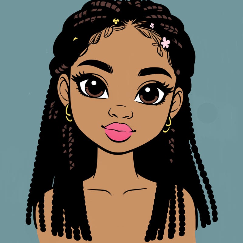 a realistic black girl with braids