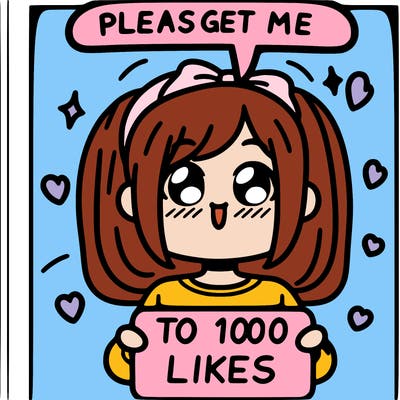 a girl saying please get me to 100 likes
