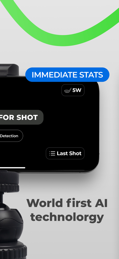 GolfTrak: Phone Launch Monitor - GolfTrak app on an iPhone using AI technology to provide immediate golf stats