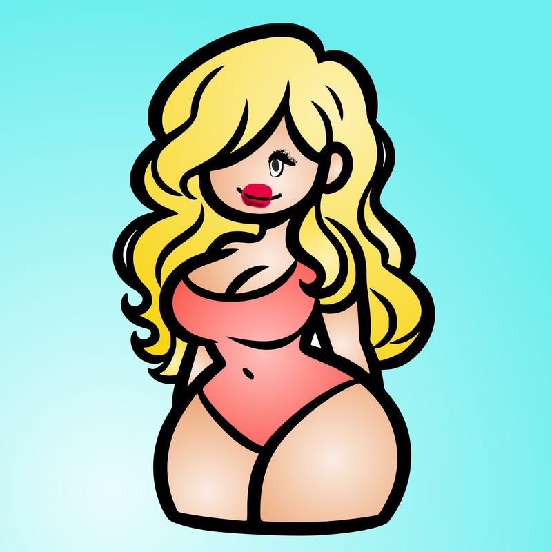 curvy woman with hair