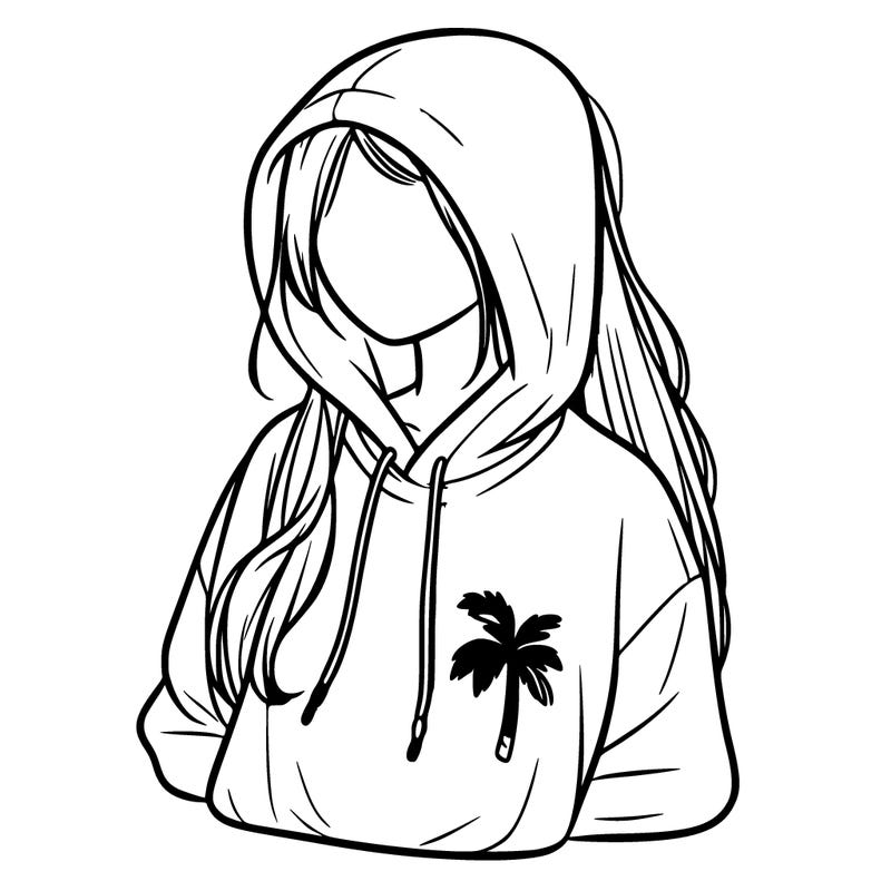 pink palm puff hoodie on realistic girl