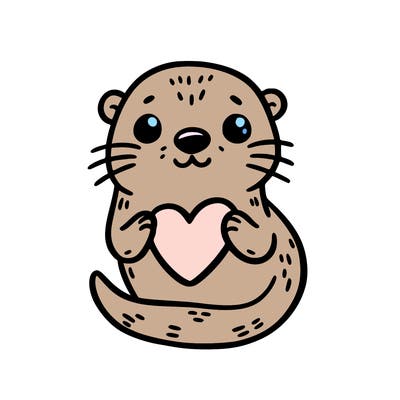 otter with a heart