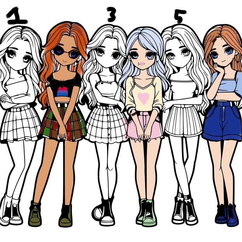 a group of girls realistic