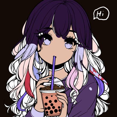realistic girl drink a boba